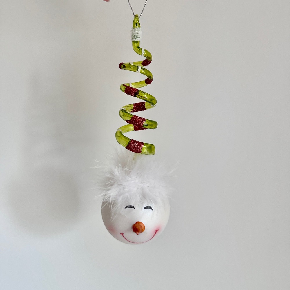 NWT Whimsical Glass Snowman Head Ornament - Picture 6 of 8